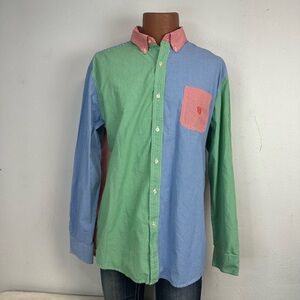 Chaps Easy Care Casual Button Down Color Block Shirt